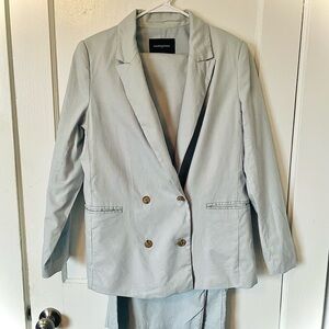 Light Blue Banana Republic Linen Suit with Double-Breasted Women's Blazer